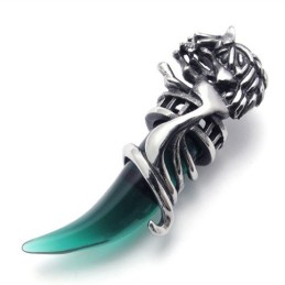 Pingente De Titânio Com Chifre Verde