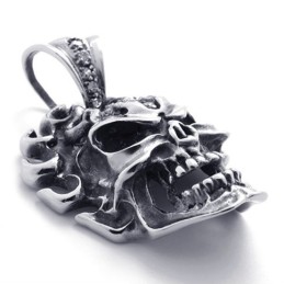 Pingente De Titânio Com Caveira E Diamante