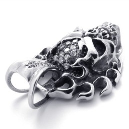 Pingente De Titânio Com Caveira E Diamante