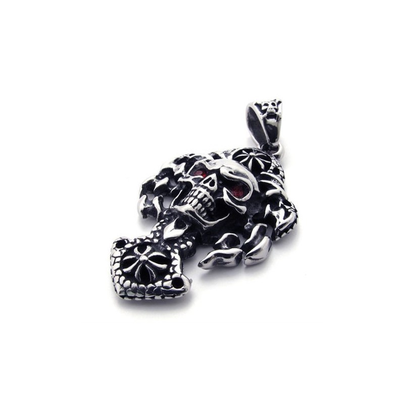 Pingente De Titânio Com Caveira E Diamante Vermelho Pingente De Titânio Com Caveira E Diamante Vermelho
