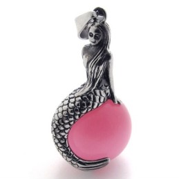 Pingente De Titânio Com Gema De Sereia