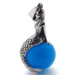 Pingente De Titânio Com Gema De Sereia