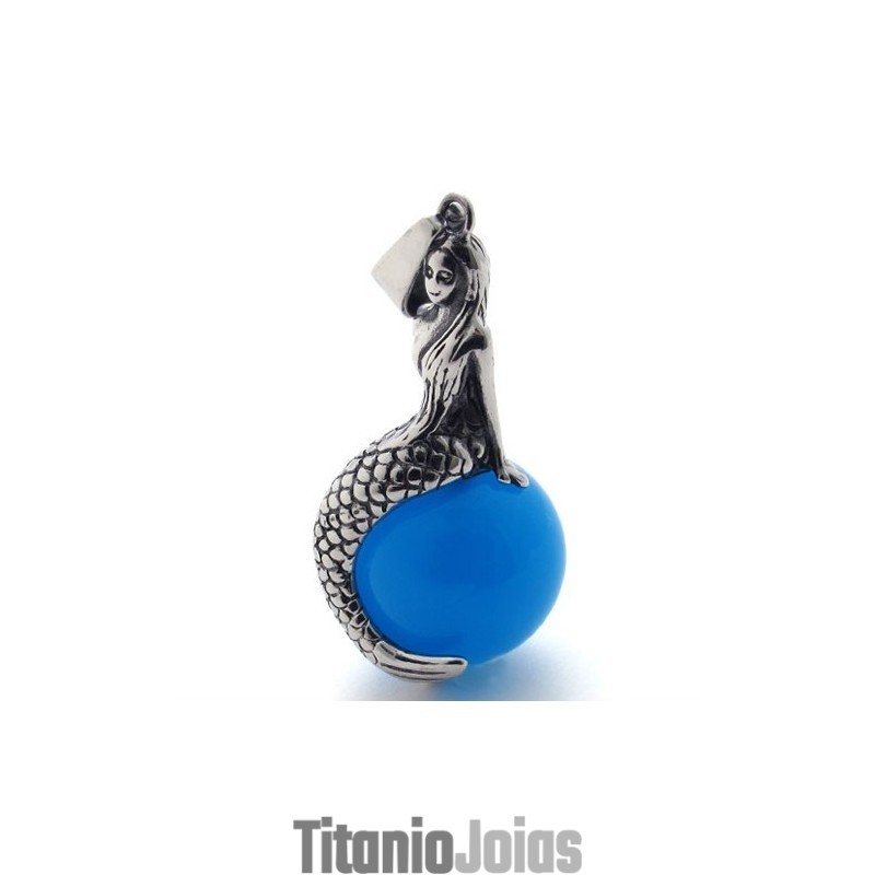 Pingente De Titânio Com Gema De Sereia Pingente De Titânio Com Gema De Sereia