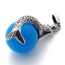 Pingente De Titânio Com Gema De Sereia