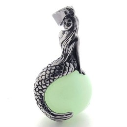 Pingente De Titânio Com Gema De Sereia
