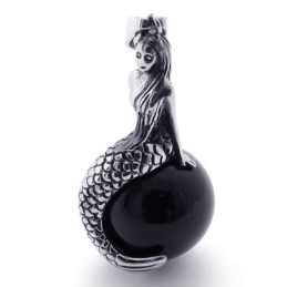 Pingente De Titânio Com Gema De Sereia