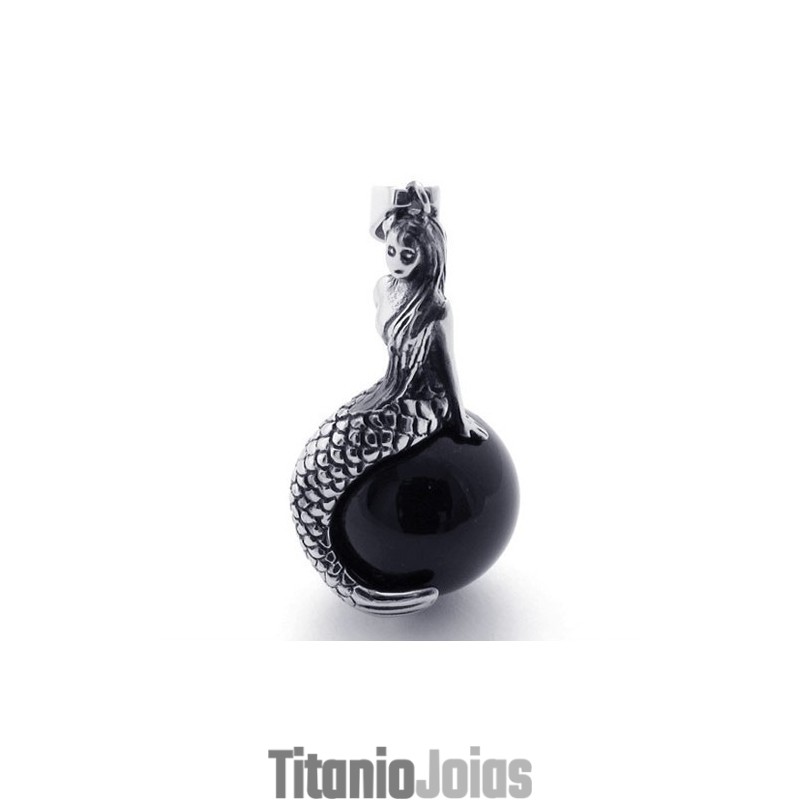 Pingente De Titânio Com Gema De Sereia Pingente De Titânio Com Gema De Sereia