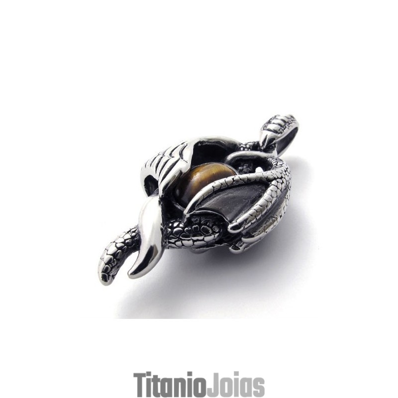 Pingente De Titânio Com Gema De Garra De Asa Pingente De Titânio Com Gema De Garra De Asa