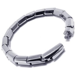 Pulseira Masculina De Prata E Titânio Puro Com Pingente