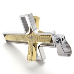 Pingente De Cruz De Titânio Dourado