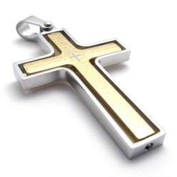 Pingente De Cruz De Titânio Dourado