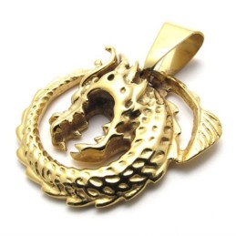 Pingente De Dragão Dourado Em Titânio