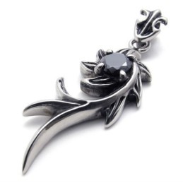 Pingente De Titânio Sereia Com Diamante Negro