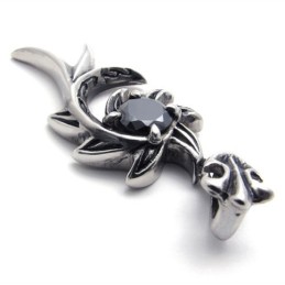 Pingente De Titânio Sereia Com Diamante Negro