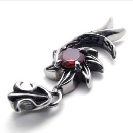 Pingente De Titânio Sereia Com Diamante Vermelho
