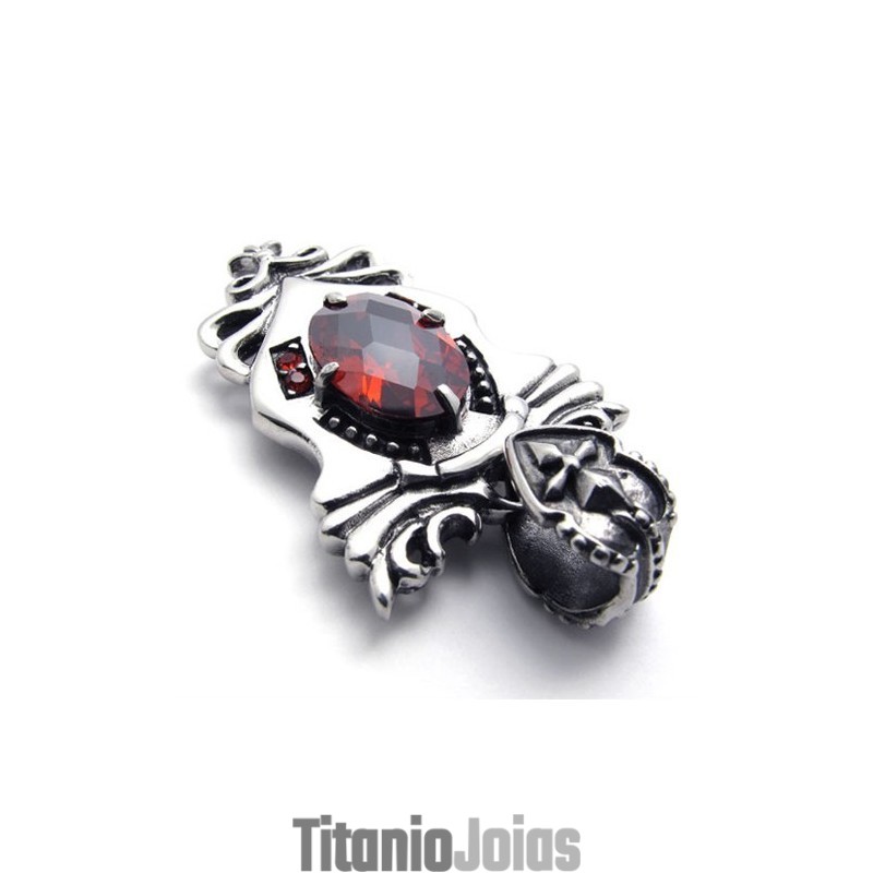 Pingente De Titânio Com Diamante Vermelho Pingente De Titânio Com Diamante Vermelho