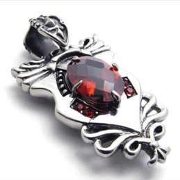 Pingente De Titânio Com Diamante Vermelho