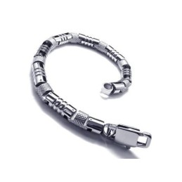 Pulseira Masculina De Prata E Titânio Puro 316L