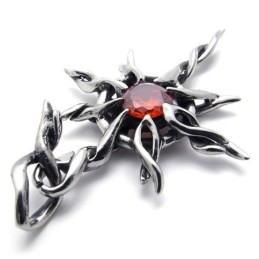 Pingente De Titânio Com Diamante Vermelho
