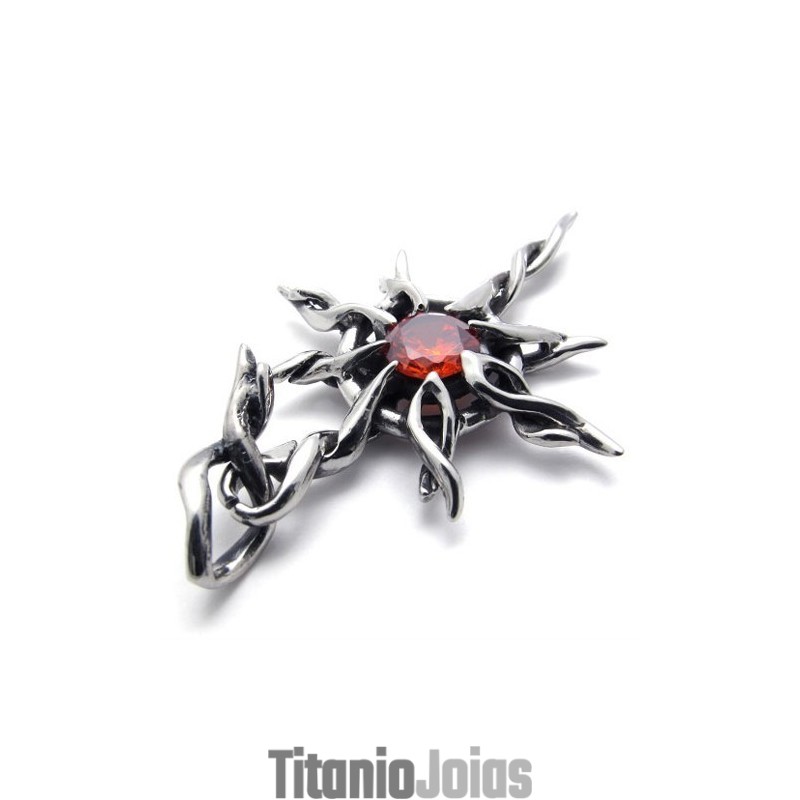 Pingente De Titânio Com Diamante Vermelho Pingente De Titânio Com Diamante Vermelho
