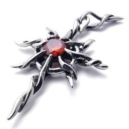 Pingente De Titânio Com Diamante Vermelho