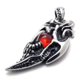 Pingente De Titânio Com Gema Vermelha Wings