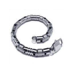 Pulseira Masculina De Prata E Titânio Puro 316L