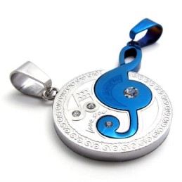Pingente De Titânio Com Pingente De Nota Musical Azul