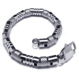 Pulseira Masculina De Prata E Titânio Puro 316L