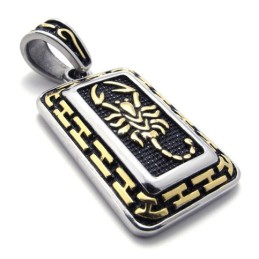 Pingente De Titânio Com Placa De Identificação De Escorpião Dourado