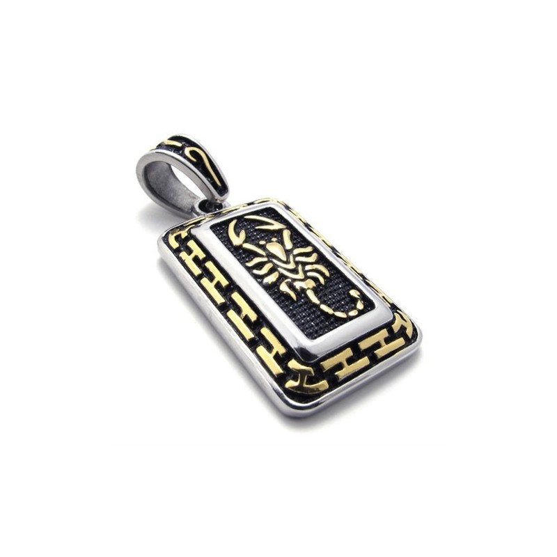 Pingente De Titânio Com Placa De Identificação De Escorpião Dourado Pingente De Titânio Com Placa De Identificação De Escorpião Dourado