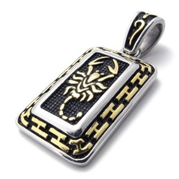 Pingente De Titânio Com Placa De Identificação De Escorpião Dourado