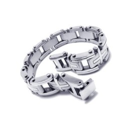 Pulseira Masculina De Prata E Titânio Puro Com Pingente De Cruz