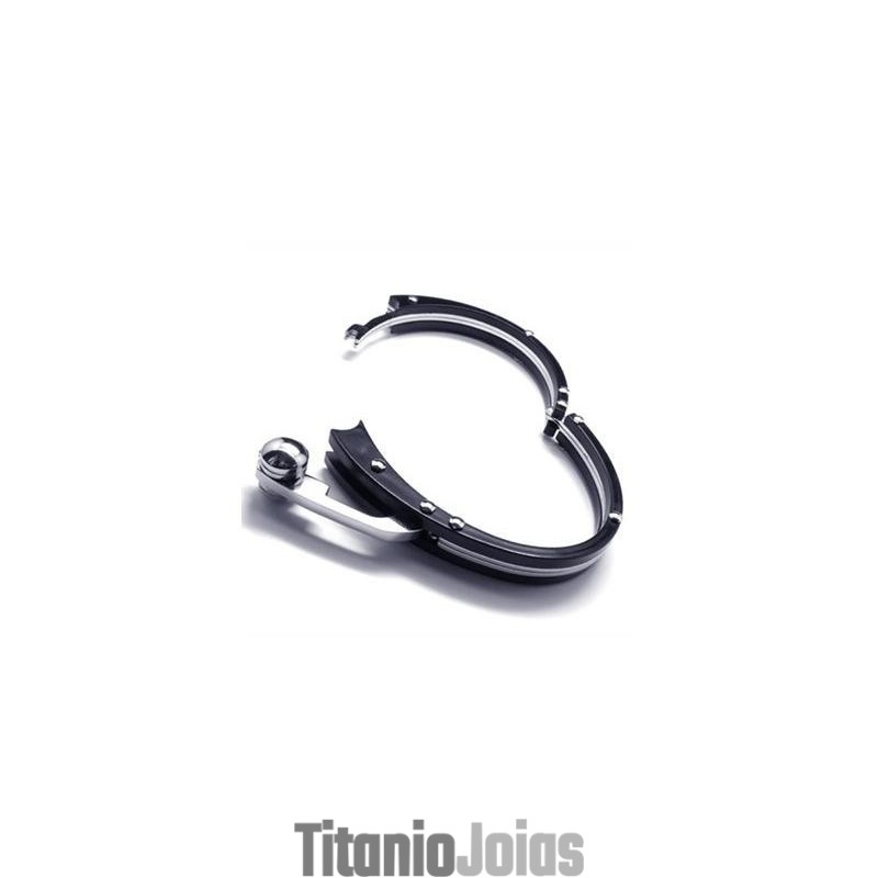 Pulseira Masculina De Titânio Puro Com Pingente De Prata Preta Pulseira Masculina De Titânio Puro Com Pingente De Prata Preta