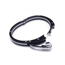 Pulseira Masculina De Titânio Puro Com Pingente De Prata Preta