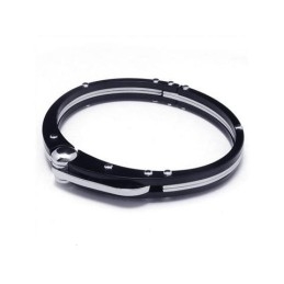 Pulseira Masculina De Titânio Puro Com Pingente De Prata Preta