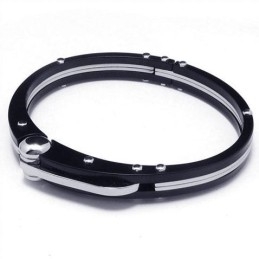 Pulseira Masculina De Titânio Puro Com Pingente De Prata Preta