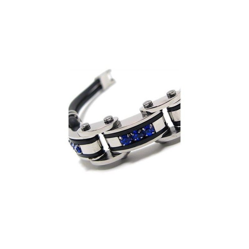 Pulseira Masculina De Borracha De Titânio Puro Azul Preto E Prata Pulseira Masculina De Borracha De Titânio Puro Azul Preto E Prata