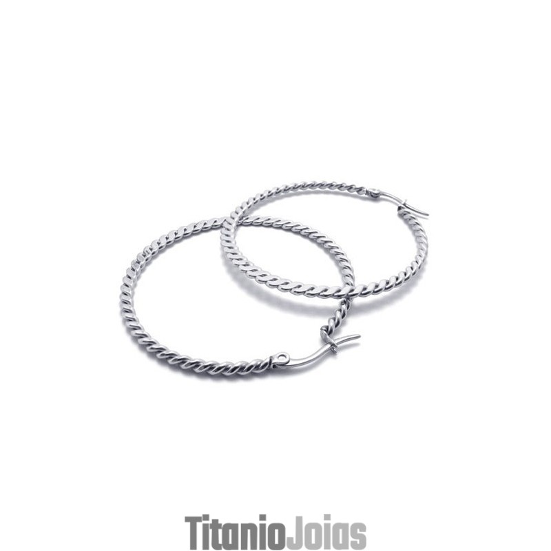 Brincos De Titânio Com Trança De Anel