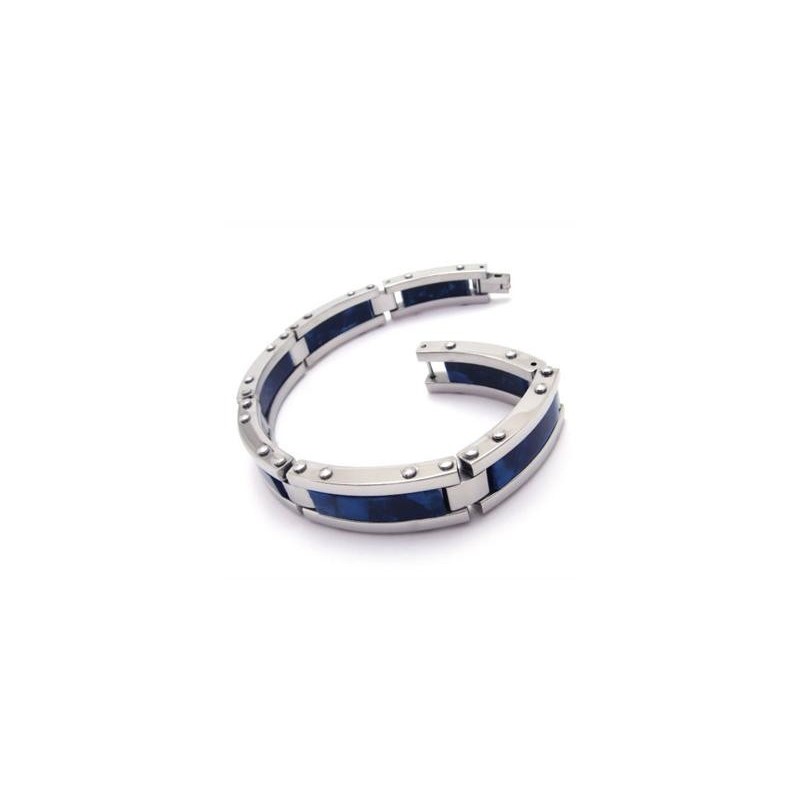 Pulseira Masculina De Borracha De Titânio Puro E Prata Azul Pulseira Masculina De Borracha De Titânio Puro E Prata Azul