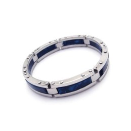 Pulseira Masculina De Borracha De Titânio Puro E Prata Azul