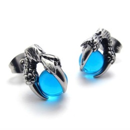 Brincos De Titânio Com Gema Azul E Garra