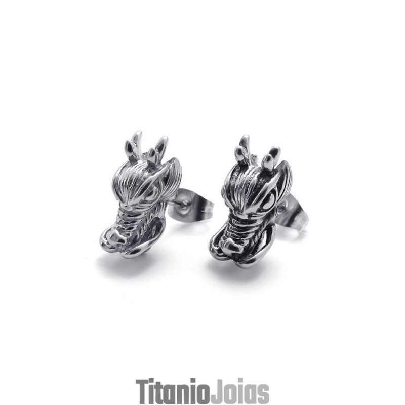 Brincos De Titânio De Dragão Chinês Brincos De Titânio De Dragão Chinês