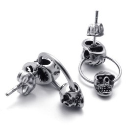 Brincos De Titânio Com Caveira Dupla