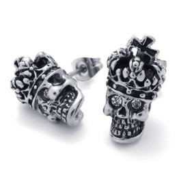 Brincos De Titânio Com Caveira E Coroa