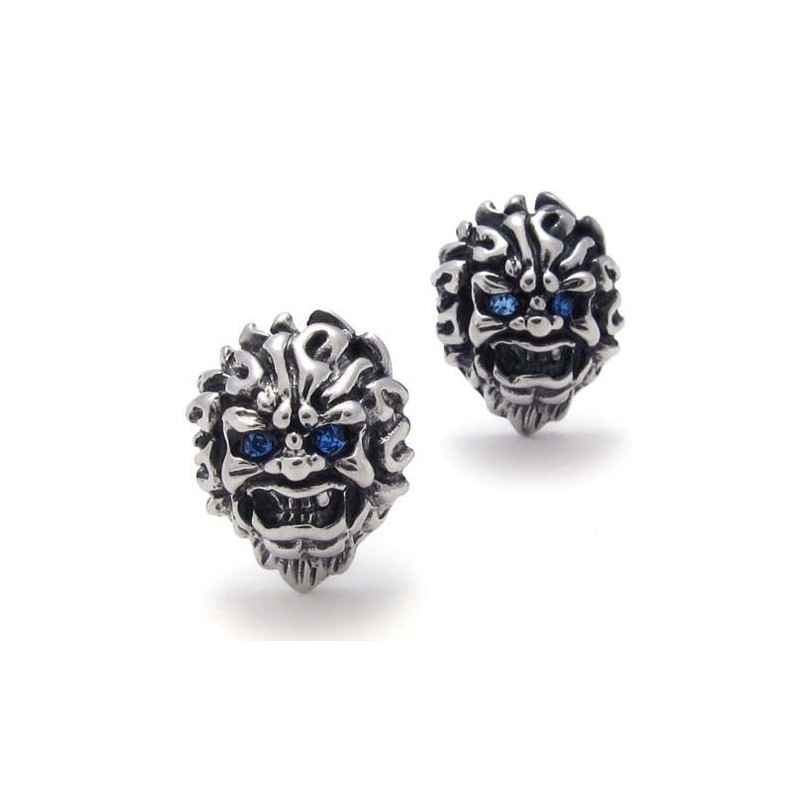 Brincos De Leão Com Diamante Azul Em Titânio