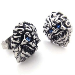 Brincos De Leão Com Diamante Azul Em Titânio