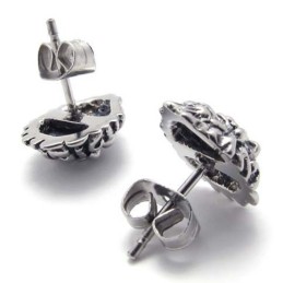 Brincos De Leão Com Diamante Azul Em Titânio