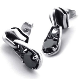 Brincos De Titânio Com Diamante Negro