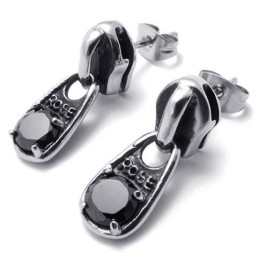 Brincos De Titânio Com Diamante Negro